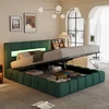 Image de Omaha lit coffre style nuage led 160x200cm velours vert