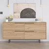 Image de Abey buffet 4 portes finition bois et métal noir 160x75cm