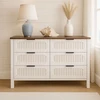 Image de Brix commode 6 tiroirs blanc rainuré et bois 120cm