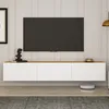 Image de Hal meuble tv suspendu avec placards 150cm blanc et bois