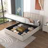 Image de Arlington lit coffre design 140x190cm en velours beige