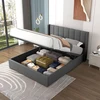 Image de Arlington lit coffre design 160x200cm en velours gris