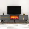 Image de Suny meuble tv avec cheminée led 150cm gris anthracite