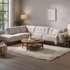 Image de York canapé d'angle design en tissu gris 5-6 places