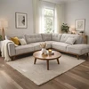 Image de York canapé angle design en tissu gris 5-6 places