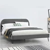 Image de Phoenix lit 140 x 190 cm en velours gris et pieds noirs