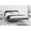 Image de Phoenix lit 160 x 200 cm en velours gris et pieds noirs