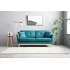 Image de Hoga canapé 3 places scandinave et 2 coussins en tissu bleu canard
