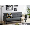 Image de Leon canapé convertible 3 places en tissu gris foncé pieds noirs