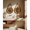 Image de Brio - miroir rond pour salle de bain en bois et lanière en cuir