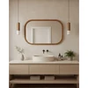 Image de Niva - miroir rectangulaire en bois massif de manguier pour salle de bain