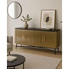Image de Glory - grand buffet finition laiton vieilli avec plateau en marbre noir 160 cm