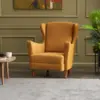 Image de Williams fauteuil à oreilles en velours moutarde