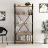 Image de Fani bibliothèque design en métal - 5 étagères - bois et noir