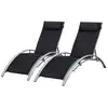 Image de Lot de 2 transats galapagos en textilène noir - aluminium gris