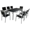 Image de Salon de jardin bari en textilène noir 8 places - aluminium gris