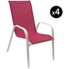 Image de Lot de 4 chaises marbella en textilène rose - aluminium blanc