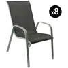 Image de Lot de 8 chaises marbella en textilène gris - aluminium gris