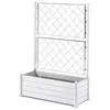 Image de Stefanplast Bac A Fleurs Rectangulaire Avec Treillis - Finition En Bois - 100 X 43 X H 142 Cm - 80 L - Blanc