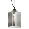 Image de Ideal Lux Bistro' - Plafonnier Ã 1 Ampoule DÃ´me Noir, Gris FumÃ©, CarrÃ© En Verre, E27