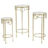 Image de Lot de 3 tables rondes en mÃ©tal dorÃ© Ã Â¿ 33x70-28x60-23x50 cm