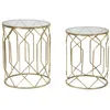 Image de Lot de 2 tables basses en mÃ©tal dorÃ© avec verre Ã Â¿ 42x53-38x47 cm