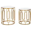 Image de Lot de 2 tables en mÃ©tal dorÃ© avec plateau blanc Ã Â¿ 46x55-39x48 cm