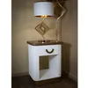 Image de Table de chevet en bois blanc et marron 48x40x62 cm