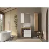 Image de ENSEMBLE MEUBLE SALLE DE BAIN HAMBOURG L78 - VASQUE + 2 TIROIRS + 3 NICHES + COLONNE - COLORIS CHENE CLAIR ET LAQUÃ BLANC
