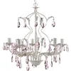 Image de Lustre Kate, 5 Lampes Blanc, Cristaux RosÃ©s