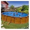 Image de Kit piscine hors-sol mauritius acier aspect bois ovale - 610 x 375 x h132 cm