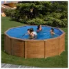 Image de Kit piscine hors-sol mauritius acier aspect bois ronde - Ã460 x h132 cm