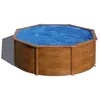 Image de Piscine ronde acier Ã3,70m x H: 1,22m - Imitation bois - Filtration Ã  sable