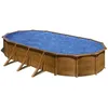 Image de Piscine ovale acier 7,44m x 3,99m x H: 1,22m - Imitation bois - Filtration Ã  sable - Renforts apparents