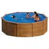 Image de Piscine ronde acier GrÃ© Sicilia imitation bois Ã 460 x h 120cm