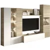 Image de ESSENCIAL Meuble TV avec LED classique blanc brillant et dÃ©cor chene - L 260 cm