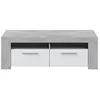 Image de Meuble TV WENDY 2 portes et 2 niches de rangement L120cm - Blanc / BÃ©ton
