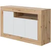 Image de Buffet 3 portes et un compartiment effet bois - L139 x H87 cm