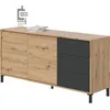 Image de Buffet 2 portes 3 tiroirs - Panneaux de particules mÃ©laminÃ© - Chene et noir - BROOKLYN L 154 cm x P 41 cm x H 74 cm
