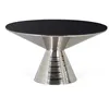 Image de Table basse verre trempÃ© et base mÃ©tallique 40x76 cm