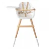Image de Chaise Haute Ovo Original One Luxe Blanc/Naturel Harnais Simili Cuir Beige