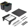 Image de Emuca Recycle 2 x 24L poubelle de recyclage pour la cuisine avec montage latÃ©ral, Acier et Plastique, Plastique gris antracite