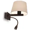 Image de Leds-C4 Torino - Applique Murale D'intÃ©rieur Ã 2 Ampoules Led Marron Avec Lampe De Lecture, E27