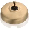 Image de DIMBLER - Interrupteur Va et Vient Porcelaine Blanche Coque DorÃ©e SatinÃ©e RÃ©f. 60308523-FONTINI