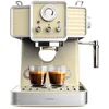 Image de CafetiÃ¨re express Cecotec Power Espresso 20 Tradizionale Light Yellow - 1350 W, Espresso et Cappucicno, 20 bars et thermoblock, vaporisateur, manomÃ¨tre, design vintage, capacitÃ© 1,5 litres