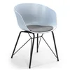 Image de Fauteuil Pour Salle Ã Manger Alba Couleur Bleu Structure En PolyurÃ©thane, Pies En MÃ©tal En Noir