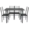 Image de Ensemble de Table et 4 chaises pour Salle Ã  Manger Lima Noir/Gris, Table 110 cm x 70 cm x 76 cm, Structure mÃ©tallique