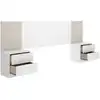 Image de Ensemble tÃªte de lit Loma avec 2 tables de chevet 2 tiroirs Blanc / Bois 258,6 x 34,2 x 106 cm