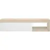 Image de Meuble TV bas - LEBO - ChÃªne / Blanc Brillant - 204 x 42 x 48 cm