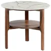 Image de Ãngel CerdÃ¡ - Table dâappoint ronde en fibre de verre effet marbre Calacatta et bois de noyer - Table auxiliaire moderne pour salon ou chambre - Ã60 x 50 cm